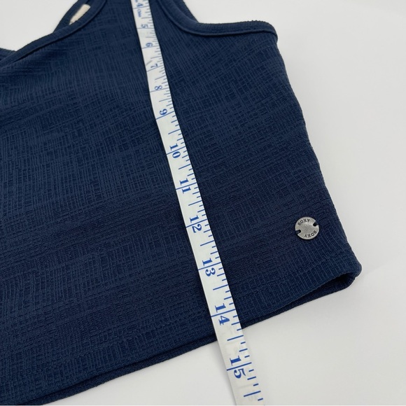 Roxy Good Keepsake Blue Crop Top Criss Cross Back Sporty Chic Surfer Athleisure - Picture 7 of 14